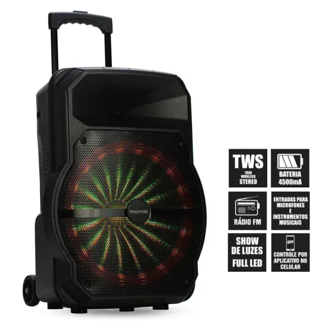 CAIXA SOM POLYVOX C/BATERIA XC-715T 700W 3