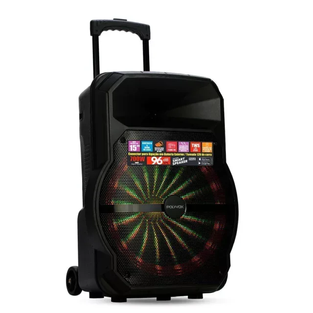 Caixa som polyvox c/bateria xc-715t 700w