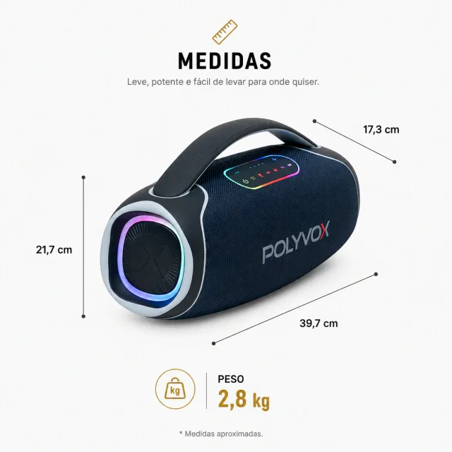CAIXA SOM POLYVOX BLUETOOTH BOOMBOX XB-2 140W AZUL/PRETA 3