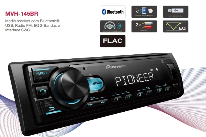 Auto radio pioneer mvh-145br bluetooth/usb/fm