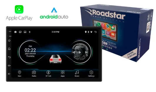 AUTO RADIO ROADSTAR RS-815 BR PRIME CENTRAL MULTIMIDIA 7" CARPLAY BLUETOOTH/USB/AUX/FM  2