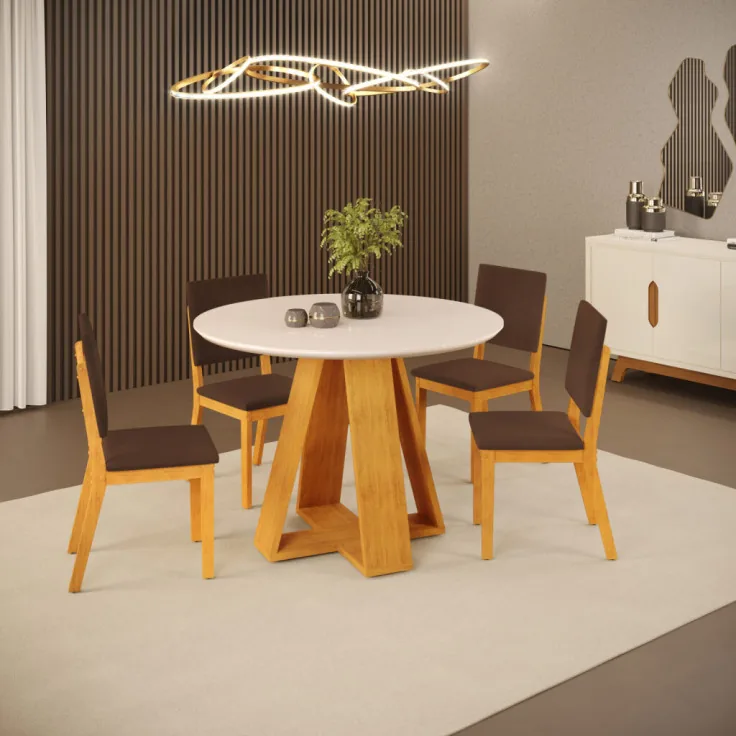 JOGO MESA DJ 4C CELESTE/TALIA 1.03MT RED. CEDRO VELUDO MOCA TAMPO MDF VIDRO OFF/WHITE